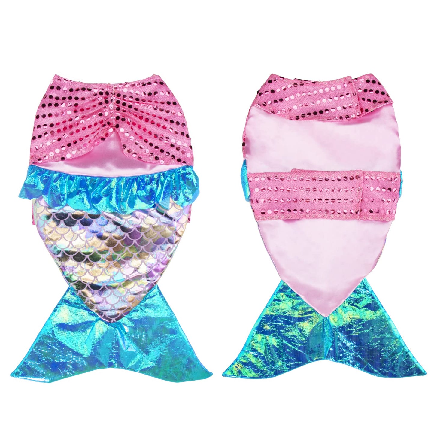 Mermaid Dog Costume - Funny Shiny Halloween Mermaid Costume for Small to Medium Dogs Puppy, Pet Cat Cosplay Outfit Apparel for Christmas Birthday Parties Photo Props
