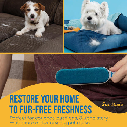 Fur Magic Pet Hair Remover Lint Brush With Self-Cleaning Base, Reusable Fluff Remover for Clothes, Double-Sided Fur Cleaner for Dog and Cat
