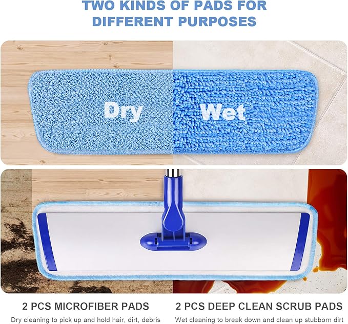 18" Professional Microfiber Mop Floor Cleaning System, Flat Mop