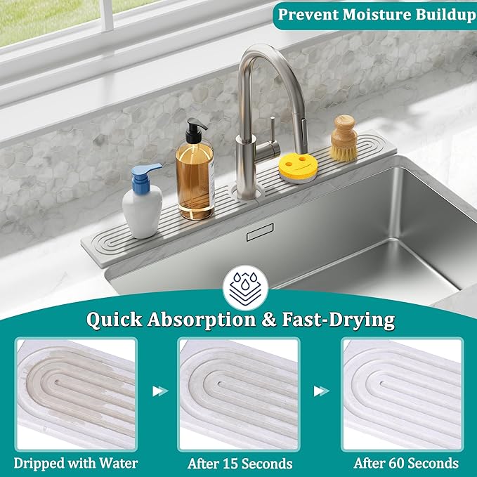 Stone Faucet Mat for Kitchen Sink