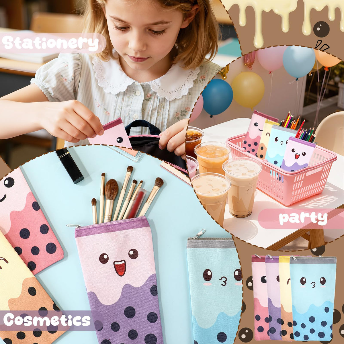 Jaloro 12 Pcs 100 Days of School Favors Cute Colorful Bubble Pencil Case Pop up Stand up Pencil Pouch Bulk with Zipper Standing Stationery Novelty Teacher Appreciation Gift for Student School Supplies