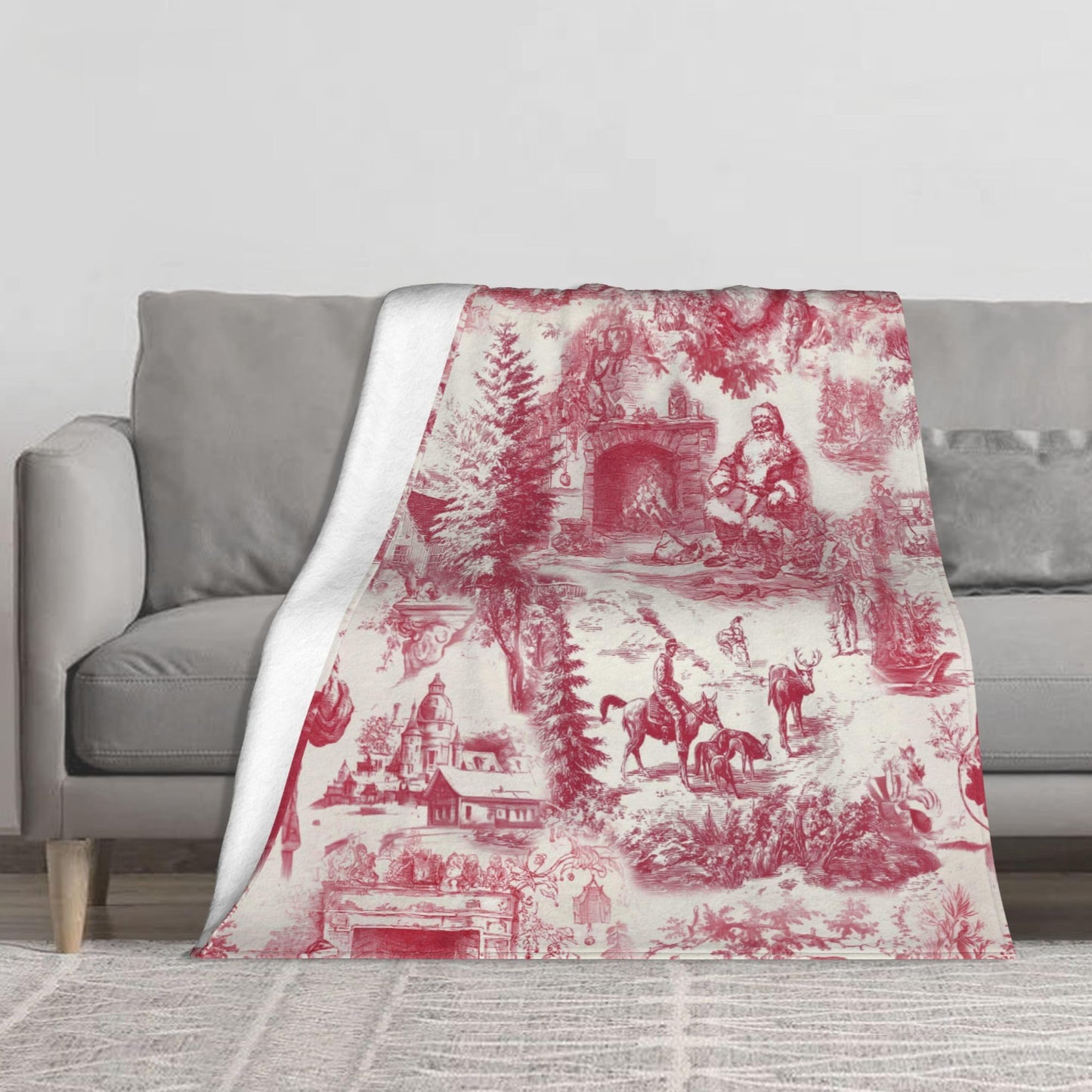 Retro Santa Claus Flannel Throw Blanket Soft Cozy Blanket for Living Room Couch Sofa Bed 50 x 60 Inches