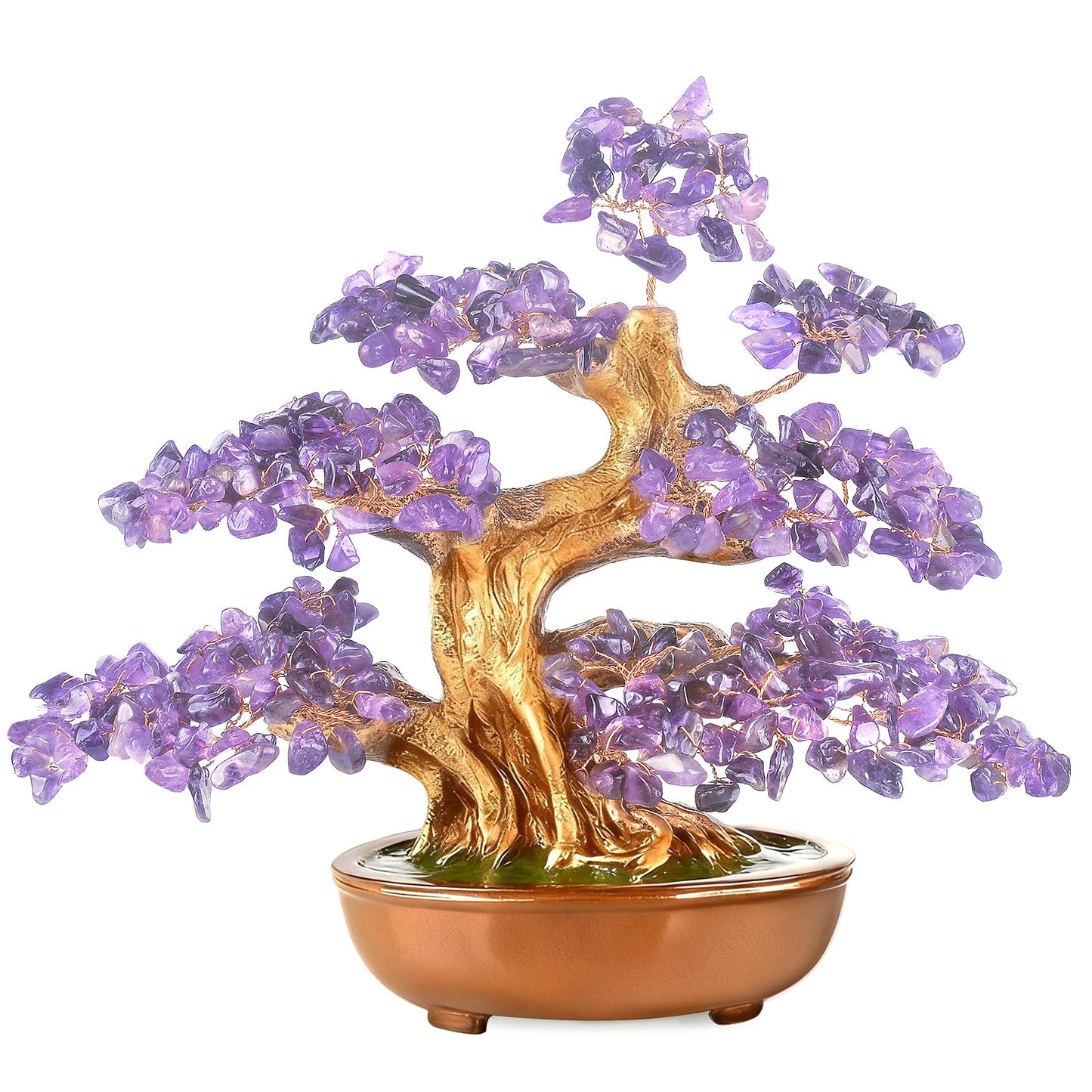 MASGEMES Amethyst Crystal Tree of Life –360 Large Stones,Handmade Gemstone Healing Crystals Chakra Tree Positive Energy, Home & Office Decor 8"