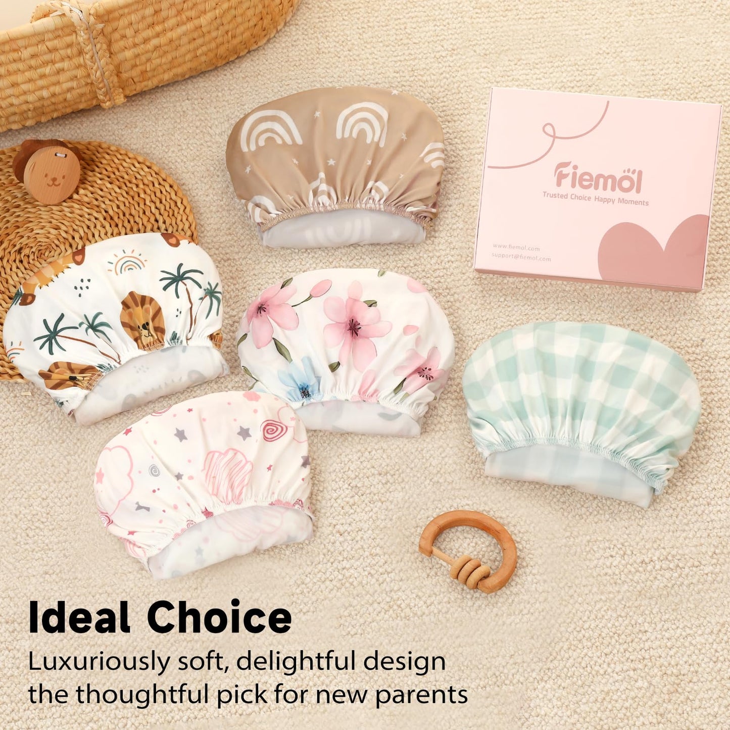 FIEMOL Next to Me Crib Sheets 85x51cm Fitted, 3 Pack Baby Cot Sheets, Ultra Soft & Silky Smooth Microfiber Bedside Crib Fitted Sheets Pink Rainbow