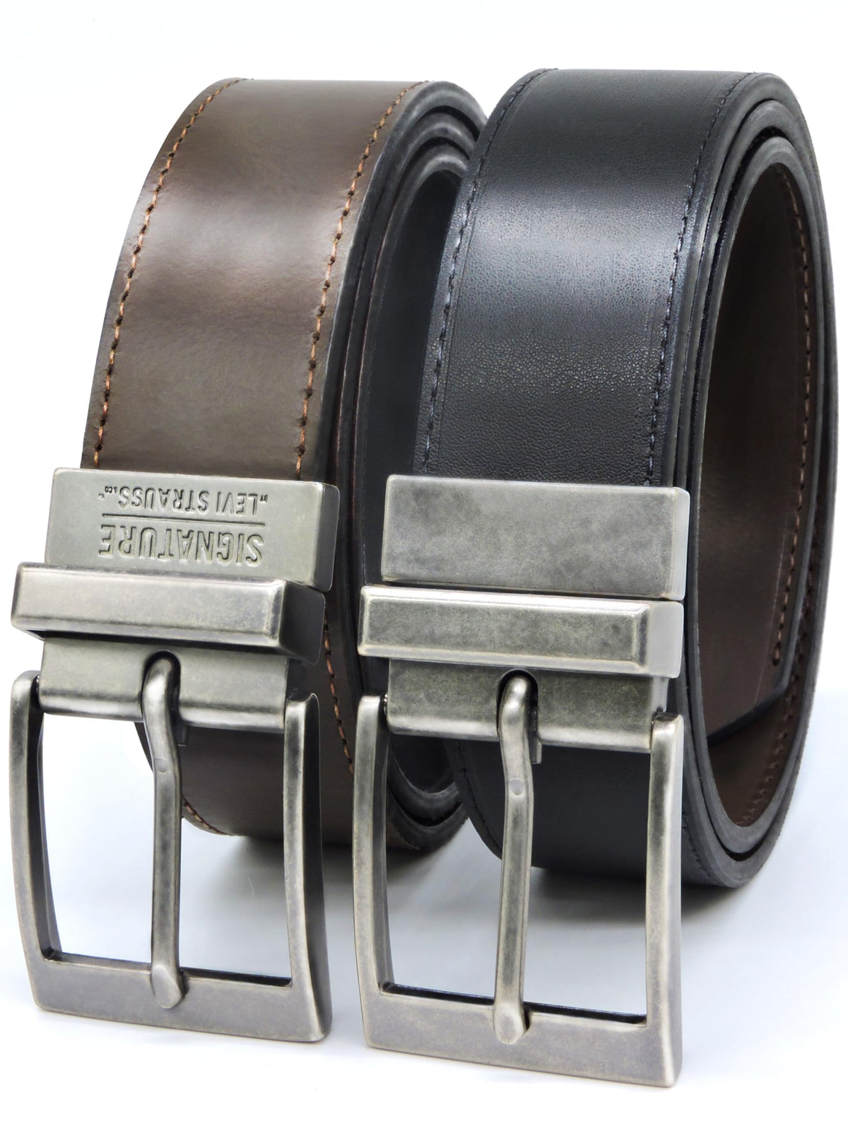 Levi Strauss Signature - Premium Leather Reversible Belt for Men for Jeans, Work, Dress & Casual pants | Cinturon Para Hombre