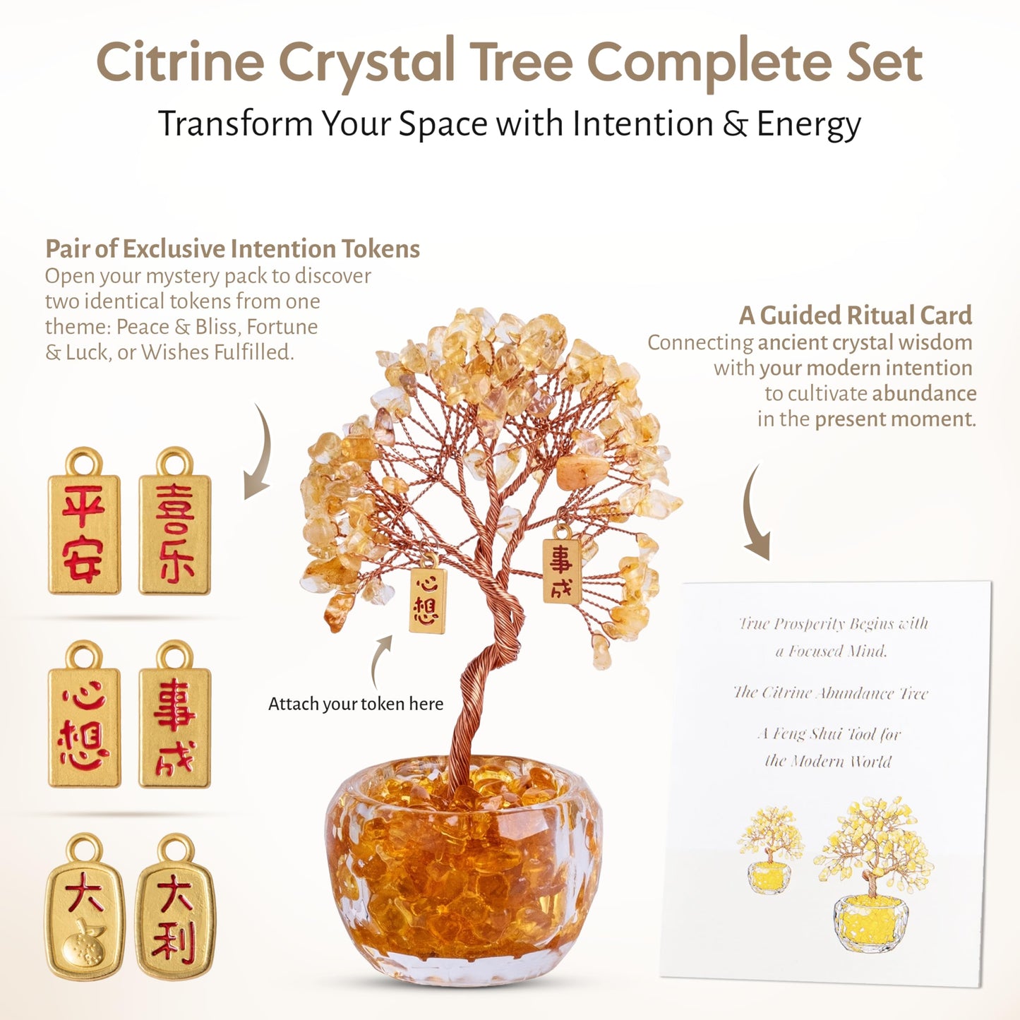 Now Aurah Citrine Crystal Ornament Handmade Gemstone Tree for Desk Decor Feng Shui Money Tree Attracts Wealth & Positive Energy Thoughtful Gift for Women & Men