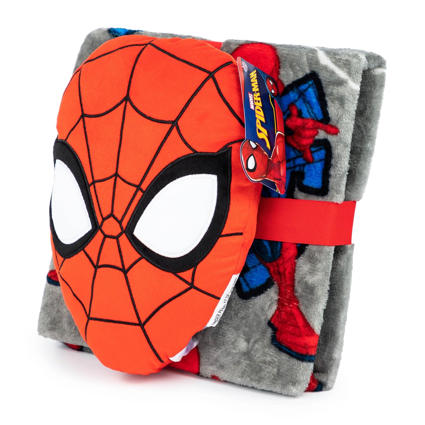 Jay Franco Spiderman Nogginz Set - 40 x 50 Inch Throw Blanket & Pillow - Kids Super Soft 2 Piece Bedding Set