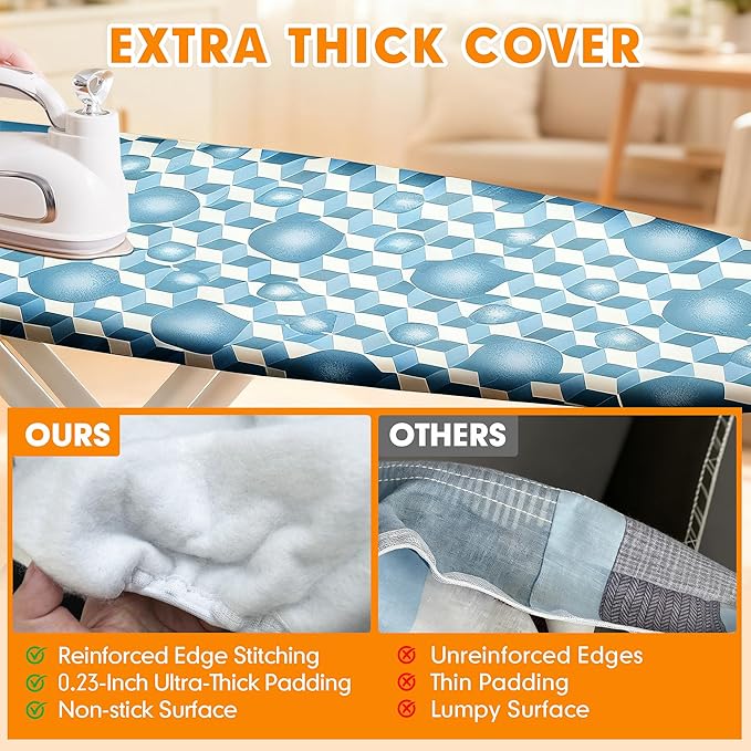 Ironing Board Cover and Pad, 18x49 Extra Wide Thick Iron Padding, Scorch &