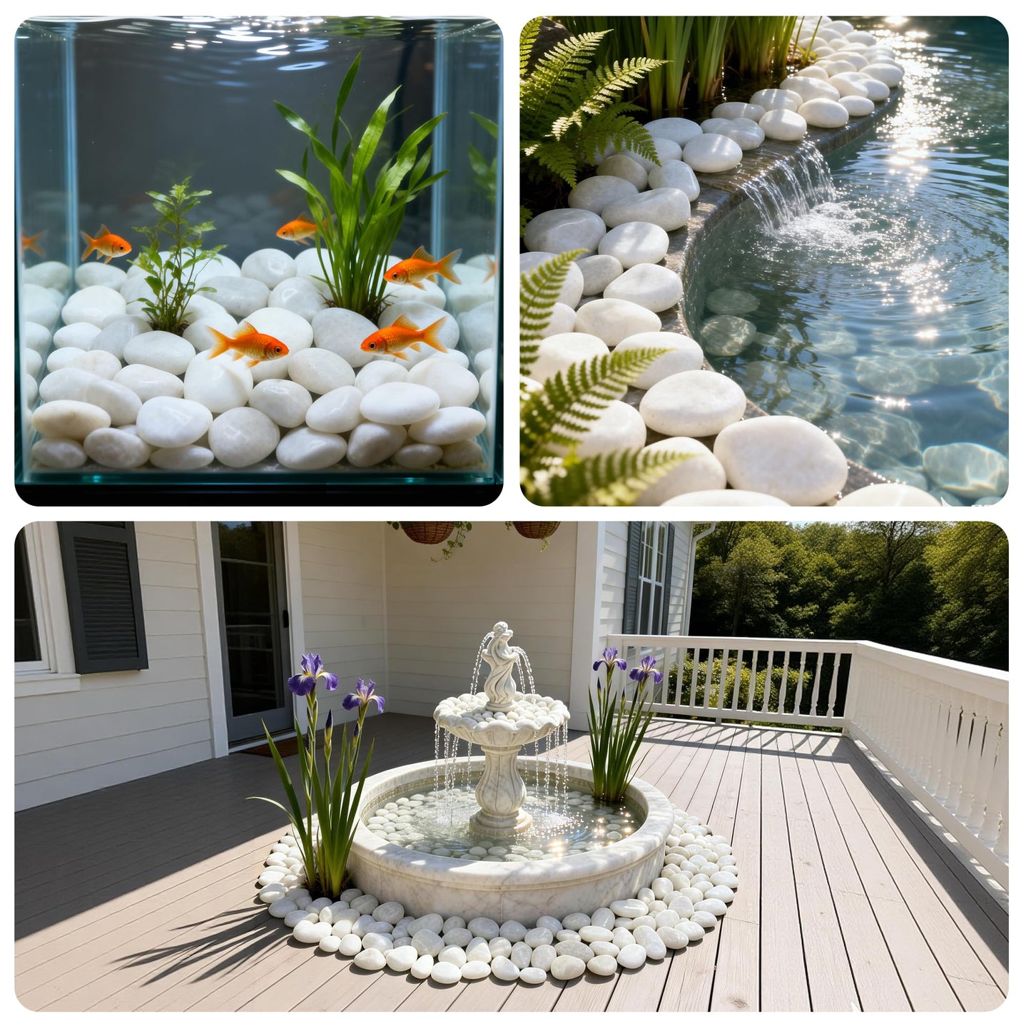 5 lbs White River Rocks, Polished Pebbles for Indoor Plants, 1-2 inch Decorative White Stones for Plants Vase Aquarium Fish Tank and Outdoor Garden Landscaping Rocks