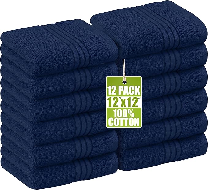 Utopia Towels Wash Cloths Set, 12 by 12 Inches, 100% Cotton Ring Spun, Highly