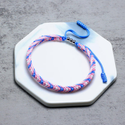 LAMIBEE Transgender Pride Bracelet, Trans Flag, LGBTQA+ Proud Love Tibetan Wrist Wrap, Surfer String Bracelet, Amulet and Boho Rope Bangles for Women Men Him Her (Transgender)