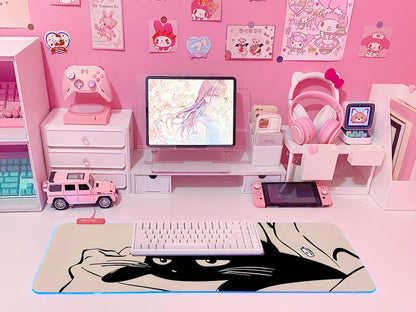 JMIYAV Pink RGB Gaming Mouse Pad 31.5x12 Inch PC XL Large Extended Glowing Led Light Up Desk Pad Non-Slip Rubber Base Computer Cute Mousepad Mat Desk Accessories Gaming Setup 815