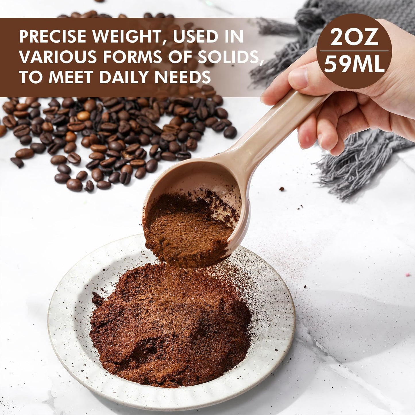 Teenyyou 20 Pcs Foodservice Products Measure Spoon with Short Handle 2 Ounces Measuring Scoop Food Grade Solid Portion Control Spoon for Oatmeal Creatine Coffee Grains Spices Powders