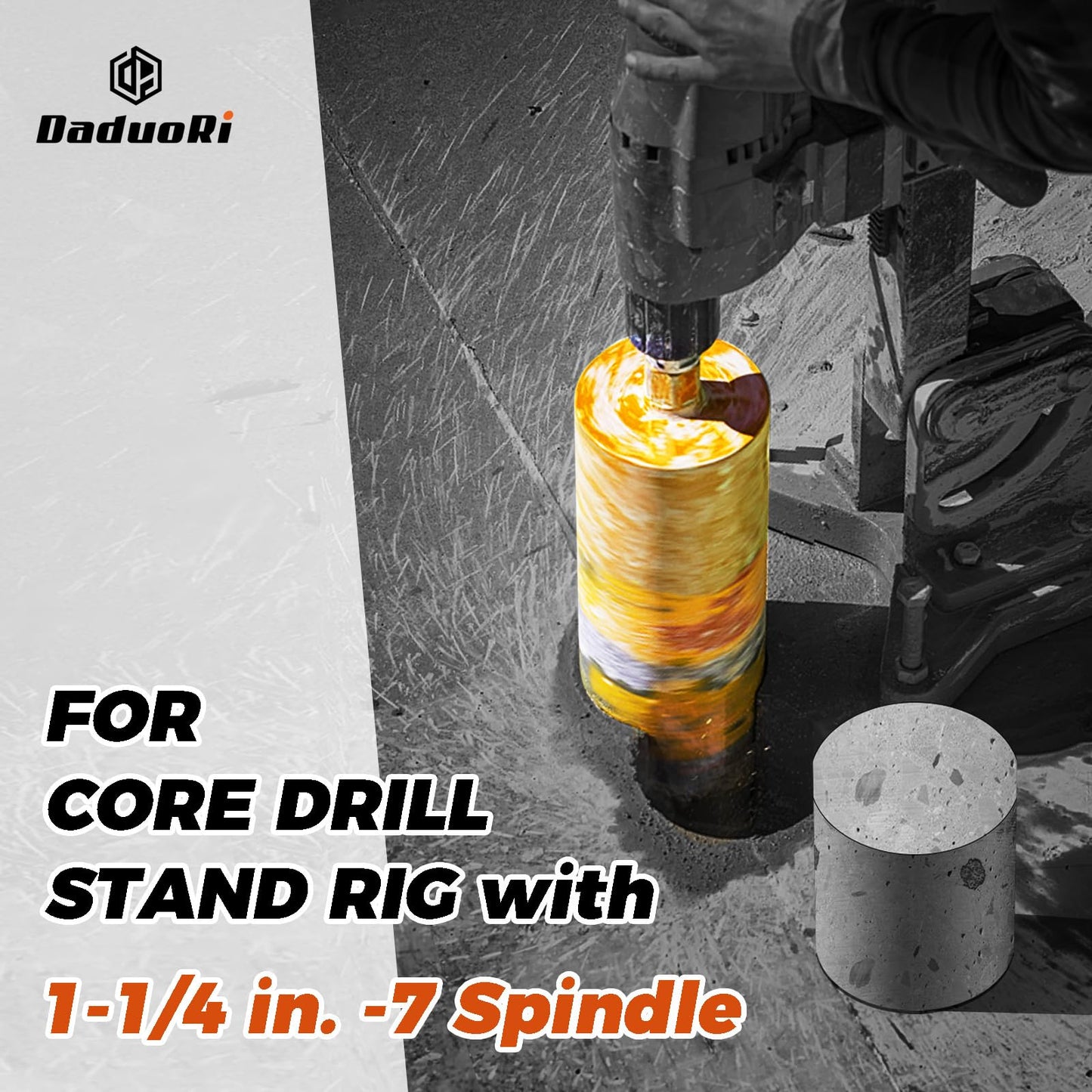 DaduoRi 7" Wet Core Drill Bit & SDS Max Shank Drill Adapter - 7" Diameter Core Bits for Concrete, 14" Drilling Depth, 1-1/4"-7 Thread Diamond Core Bit for Cured Concrete, Masonry, Brick