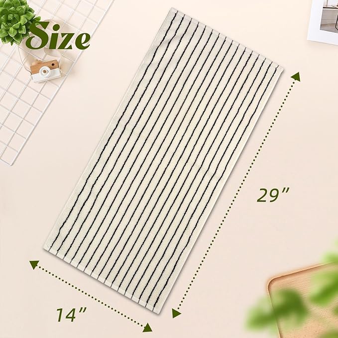 Jacquotha Black and White Striped Hand Towels
