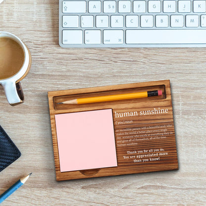 Human Sunshine Gifts for Women, Coworker Leaving, Human Sunshine Sticky Note Holder, Thank You Appreciation Gifts Friends Women Men Coworkers Self-Stick Note Pad Holders GAA51