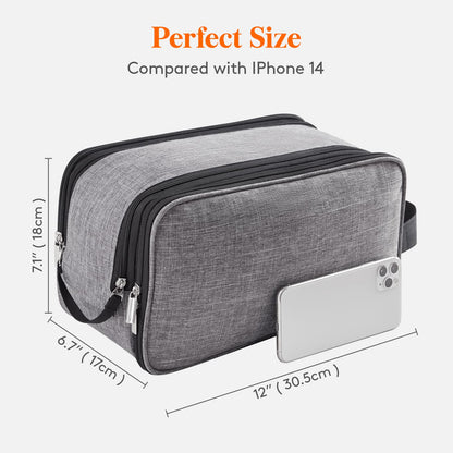 Lifewit Toiletry Bag for Men, Large Travel Shaving Dopp Kit with Double Zippers, Water-Resistant Bathroom & Travel Organizer for Full Size Toiletries and Shaving Accessories, Large, Grey