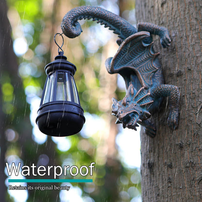 REYISO Solar Dragon Tree Hugger Statue Wall Decor - Gothic Garden Statue with Solar Lantern, Outdoor&Yard Decor, Fantasy Dragon Figurine for Trees, Walls, or Fences - Unique for Men & Women