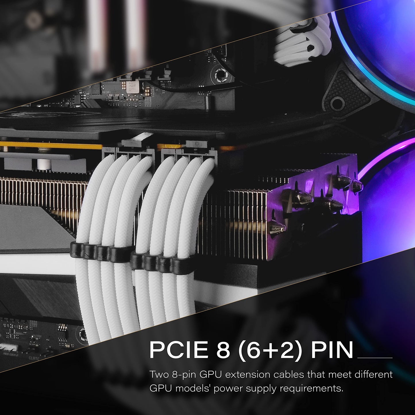 EZDIY-FAB PSU Cable Extension Sleeved Custom Mod GPU PC Power Supply Soft Nylon Braided with Comb Kit 24PIN/8PIN to 6+2Pin/ 8PIN to 4+4PIN-30CM 300MM - White