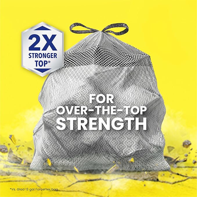 Glad Kitchen Trash Bags, 13 Gallon, Fresh Clean | ForceFlex MaxStrength | Tall