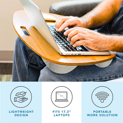 LAPGEAR Extra Large Bamboo Lap Desk - Natural - Fits up to 17.3 Inch Laptops - Style No. 91687