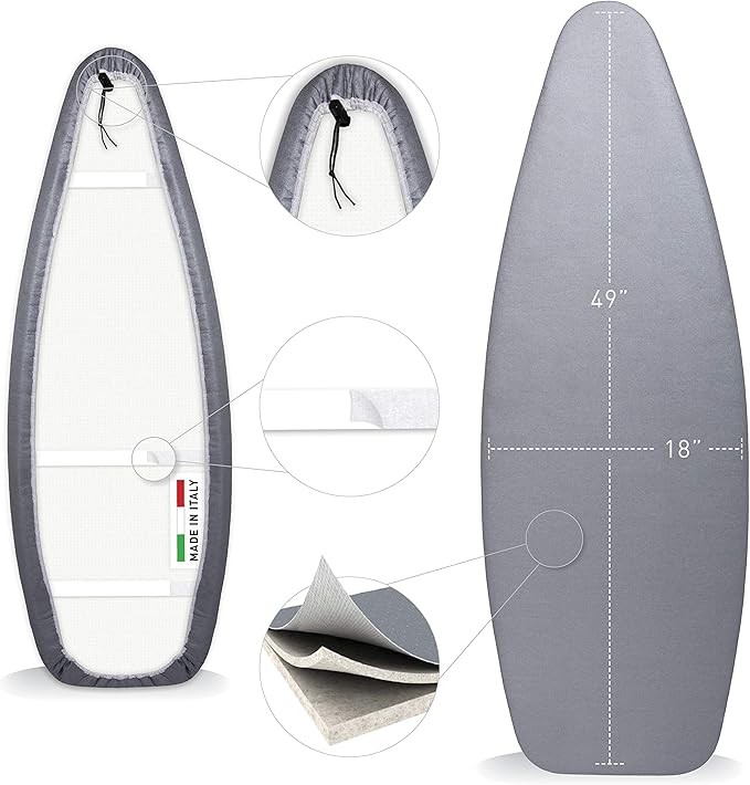 TIVIT Oval Ironing Board Cover 18 x 49” – Made in Italy, Alumitek PRO