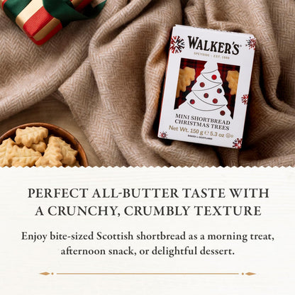 Walker's Shortbread Christmas Tree Shaped Mini Holiday Cookies, Pure Butter Shortbread Cookies, 5.3 Oz Box
