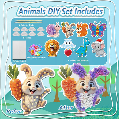 JRD&BS WINL Poke A Dot Art Kit - Magical Animals Theme No-Mess DIY Craft for Kids Mess-Free Fun for Kids, DIY Wood Craft Kits, Creative Activity, Christmas Gifts for Girls & Boys Ages 4