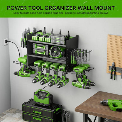 Power Tool Organizer, 3 Layer 8 Drill Holder Wall Mount, Tool Shelf and Storage Rack for Garage Organization, Gifts for Him Men Dad Husband Anniversary Fathers Day, Cool Gadget Stocking Stuffer
