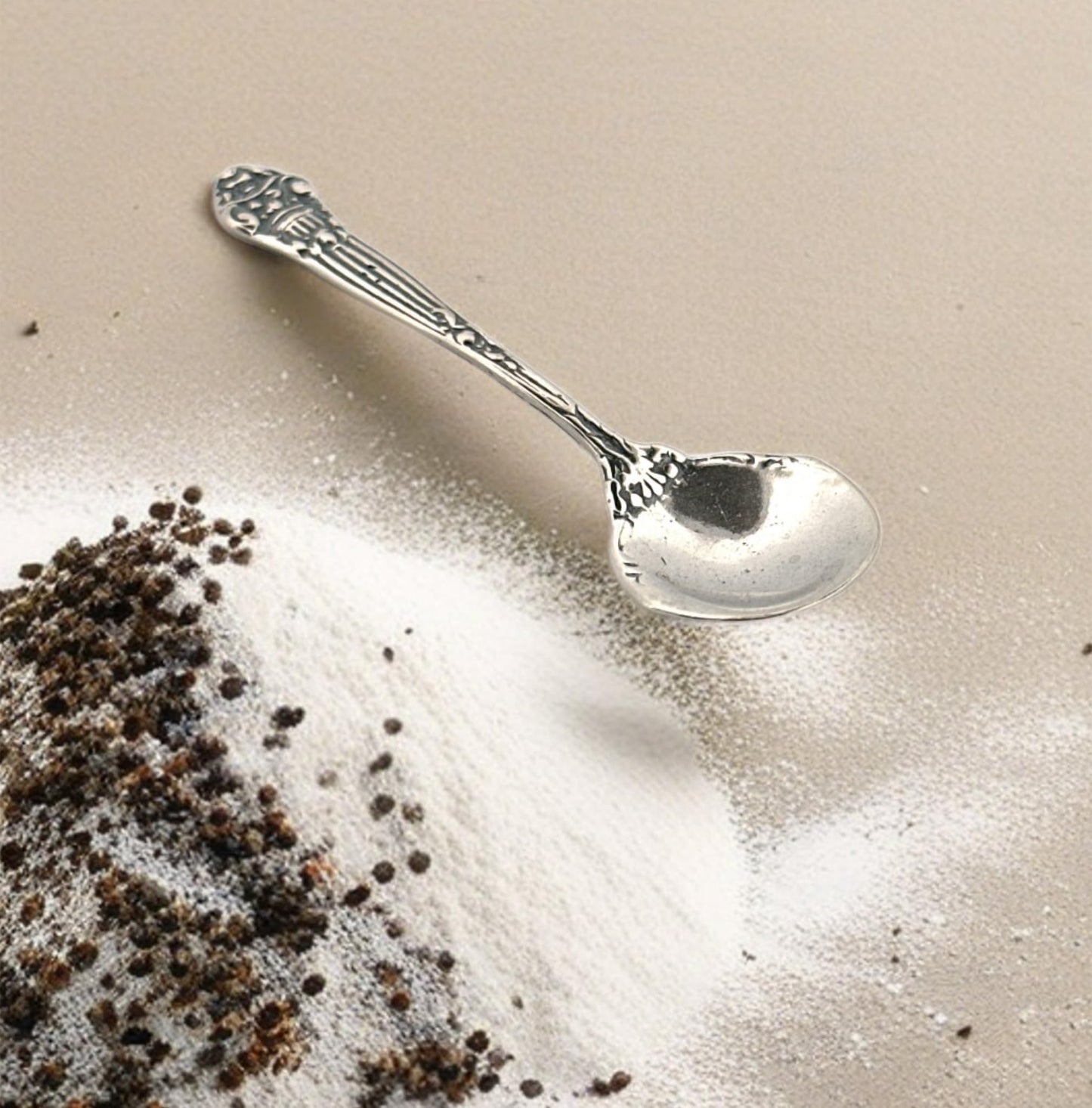925 Sterling Silver Small Salt Spoon - Premium Quality 2.1" Regal Spoon - Beautiful Flower Designed Handle - Gift for Culinary Enthusiasts