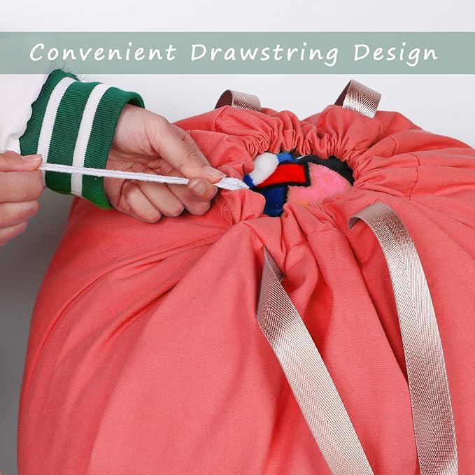 Cotton Canvas Laundry Bag with Handles & Drawstring Straps, Heavy Duty Extra