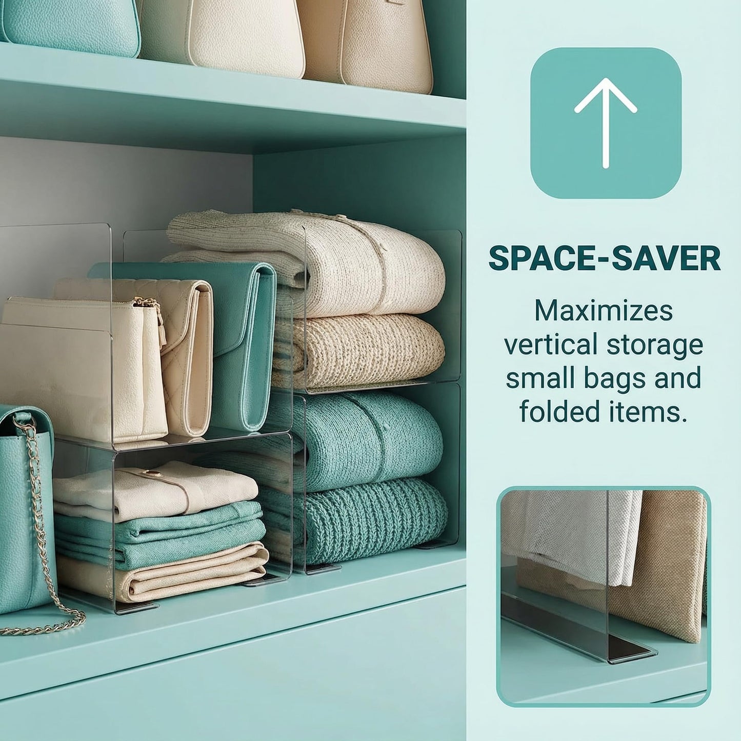 Baluue 6 Pack Shelf Dividers for Metal Shelves, Closet Shelf Divider with Magnetic Separator Organizer for Clothes, Handbags, Purses, Towels Retail Display 2.4 inch High