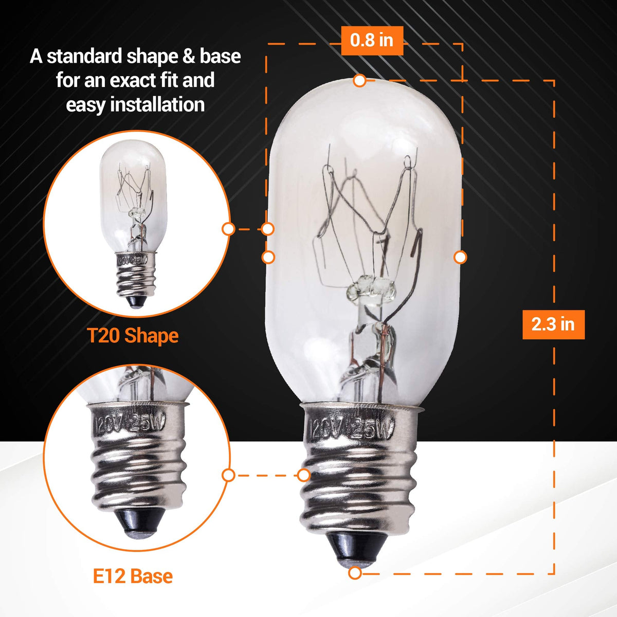 BlueStars E12 T20 25W Incandescent Bulbs Salt Lamp 120V 2700K Warm White Light 150lm for Himalayan Salt Lamps & Baskets, Scentsy Plug-in & Wax Warmers, Night Lights - 8 Packs
