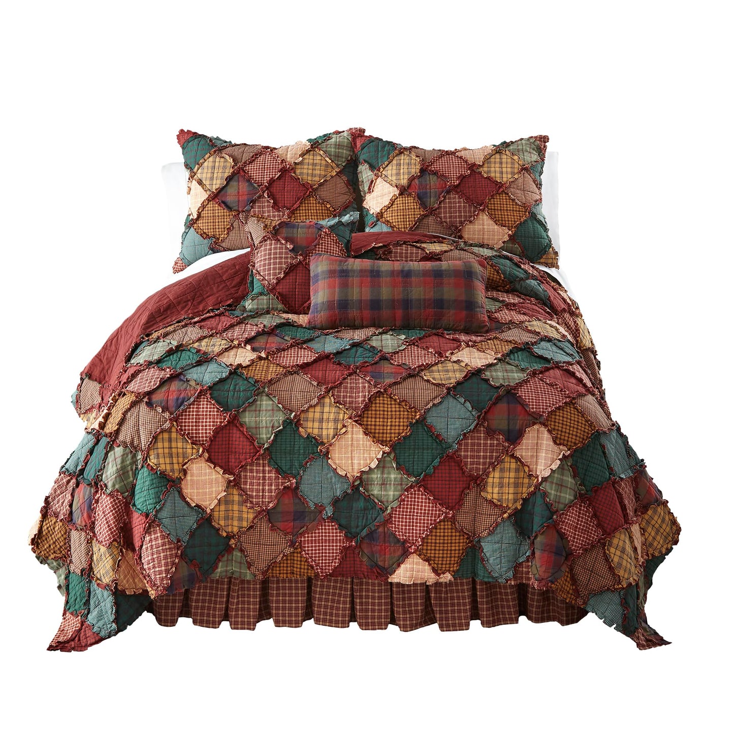 Donna Sharp Queen Bedding Set - 3 Piece - Campfire Cotton Lodge Quilt Set with Full/Queen Quilt and Two Standard Pillow Shams - Fits Queen Size and Full Size Beds - Machine Washable