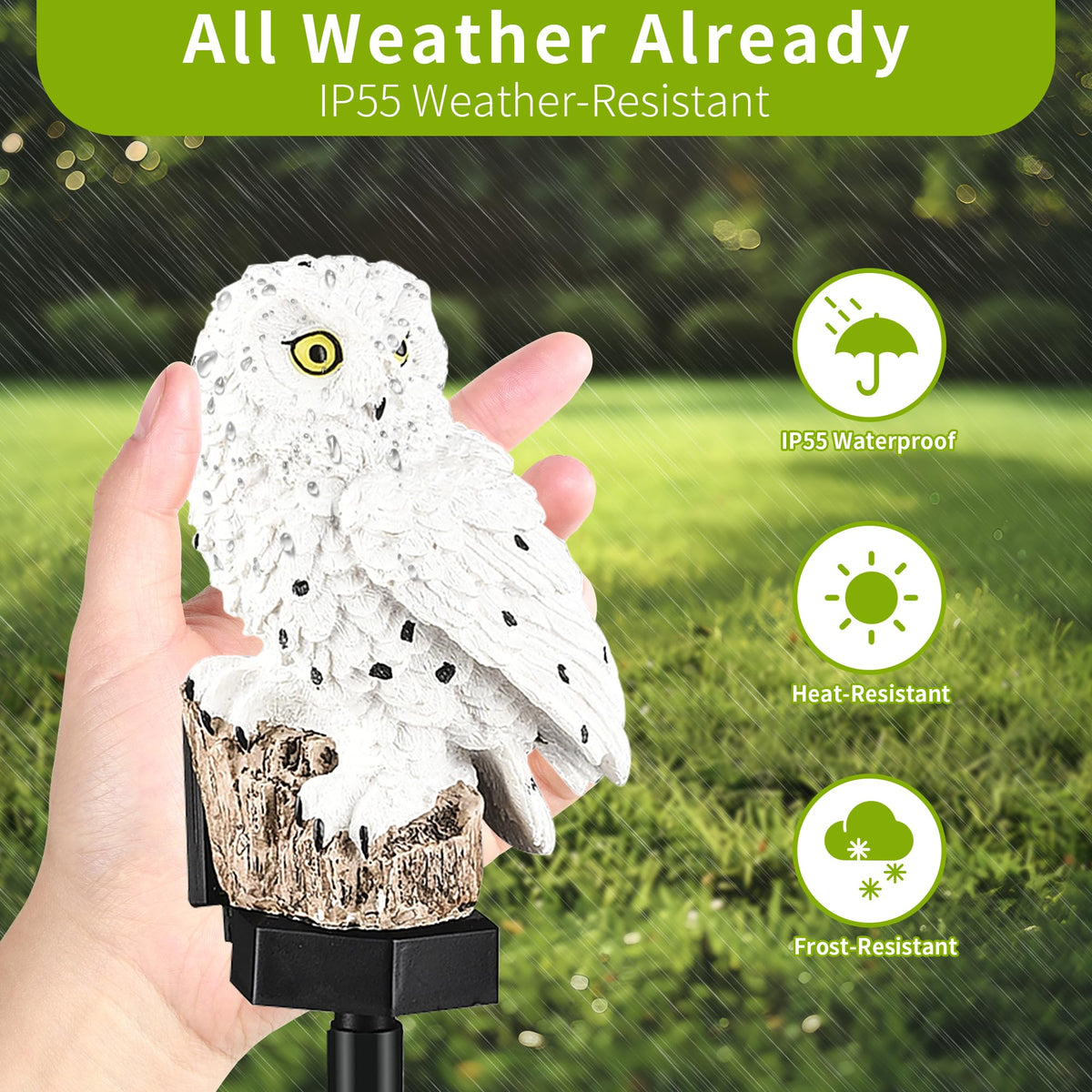XURLEQ Garden Solar Light Outdoor Decor, Solar LED Light with Stake, Waterproof for Walkway Courtyard Party Decoration, White and Black Owl