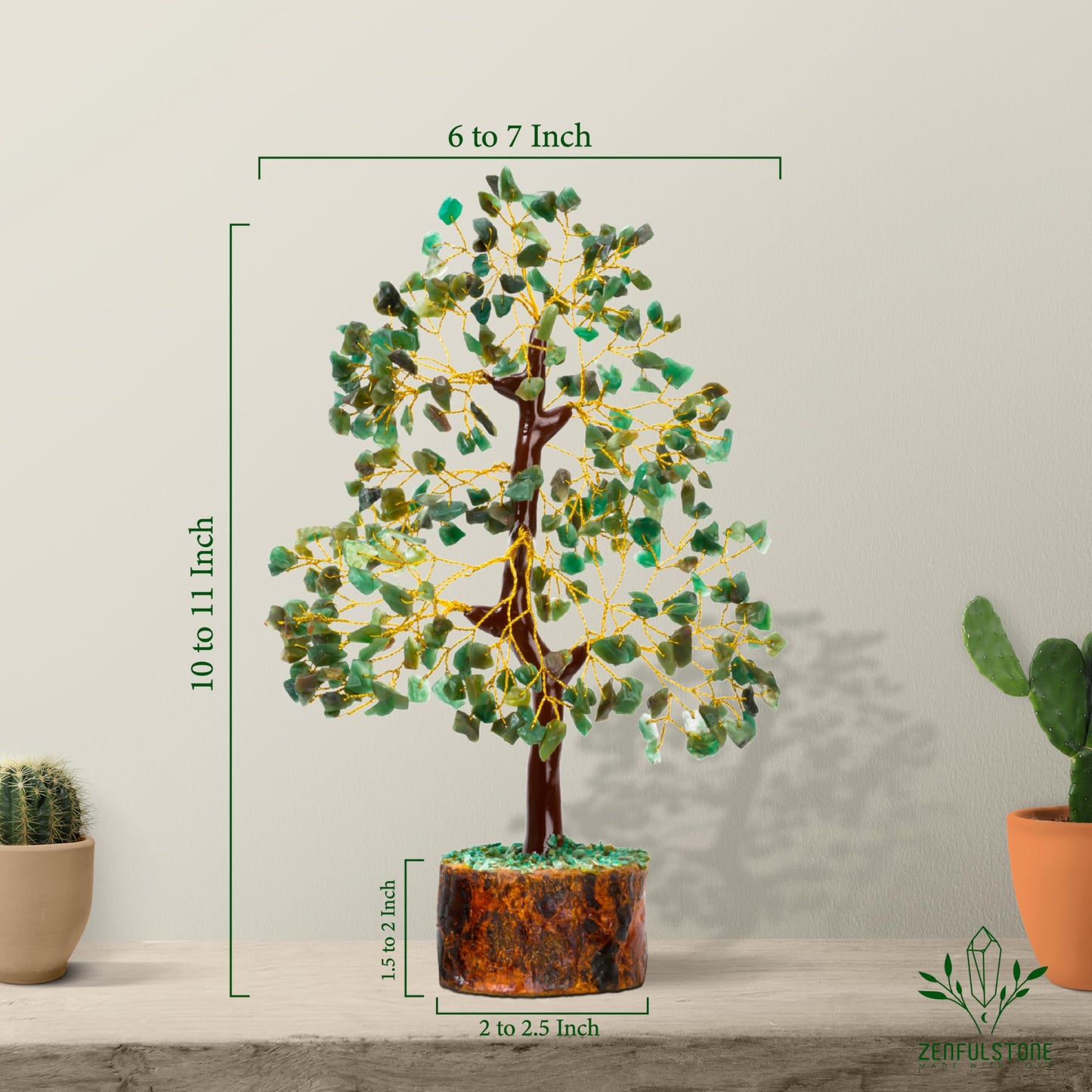 ZENFULSTONE Green Jade Crystal Tree of Life for Luck & Prosperity Decor for Home and Office | Handmade Bonsai for Wealth & Balance and Good Fortune | Perfect Well-Being Gift for Loved Ones