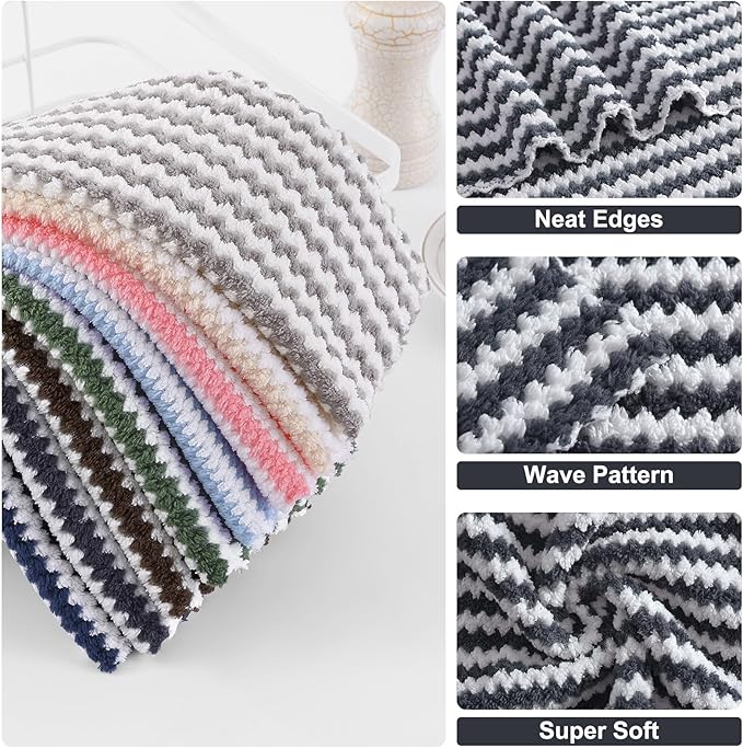 Homaxy 12 Pack Kitchen Dish Cloths, Ultra Soft and Absorbent Dish Towels