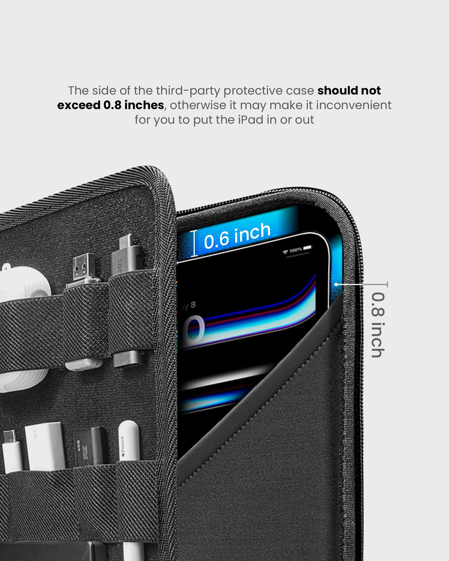 tomtoc Portfolio Tablet Case for 13 Inch iPad Pro M4 & iPad Air M3/M2 2025-2024, 12.9" iPad Pro, Protective Sleeve with Accessories Pocket, Carrying Storage Bag for Apple Pencil/Adapter/Magic Keyboard