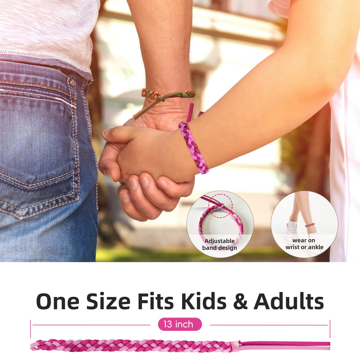 BuggyBands 24 Pack Mosquito Repellent Bracelets for Adults & Kids, DEET-Free, Individually Wrapped, Adjustable PU Leather Bug Repellent Wrist Bands