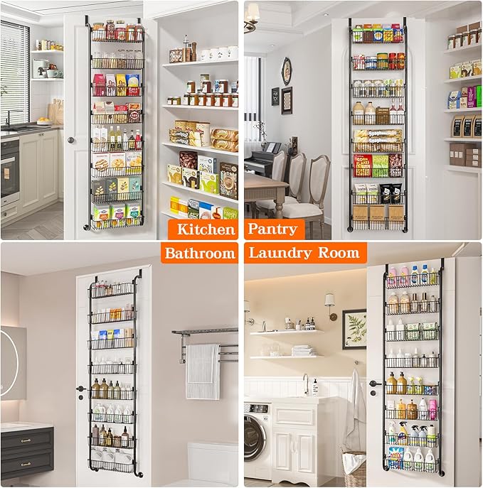 MIAOLI Over the Door Pantry Organizers and Storage, 8-Tier Spice Rack, Home &