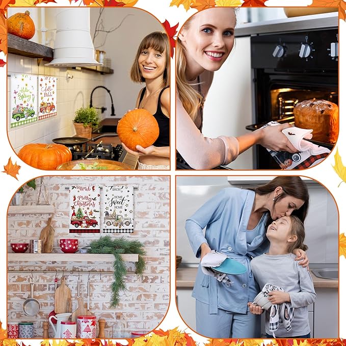 12 Pcs Seasonal Kitchen Towels Set