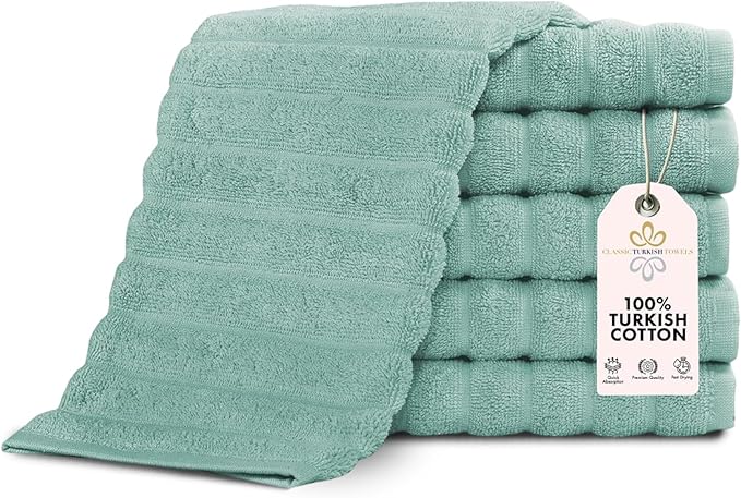 Classic Turkish Towels CTT Luxurious 100% Turkish Cotton Washcloths 6 Pack