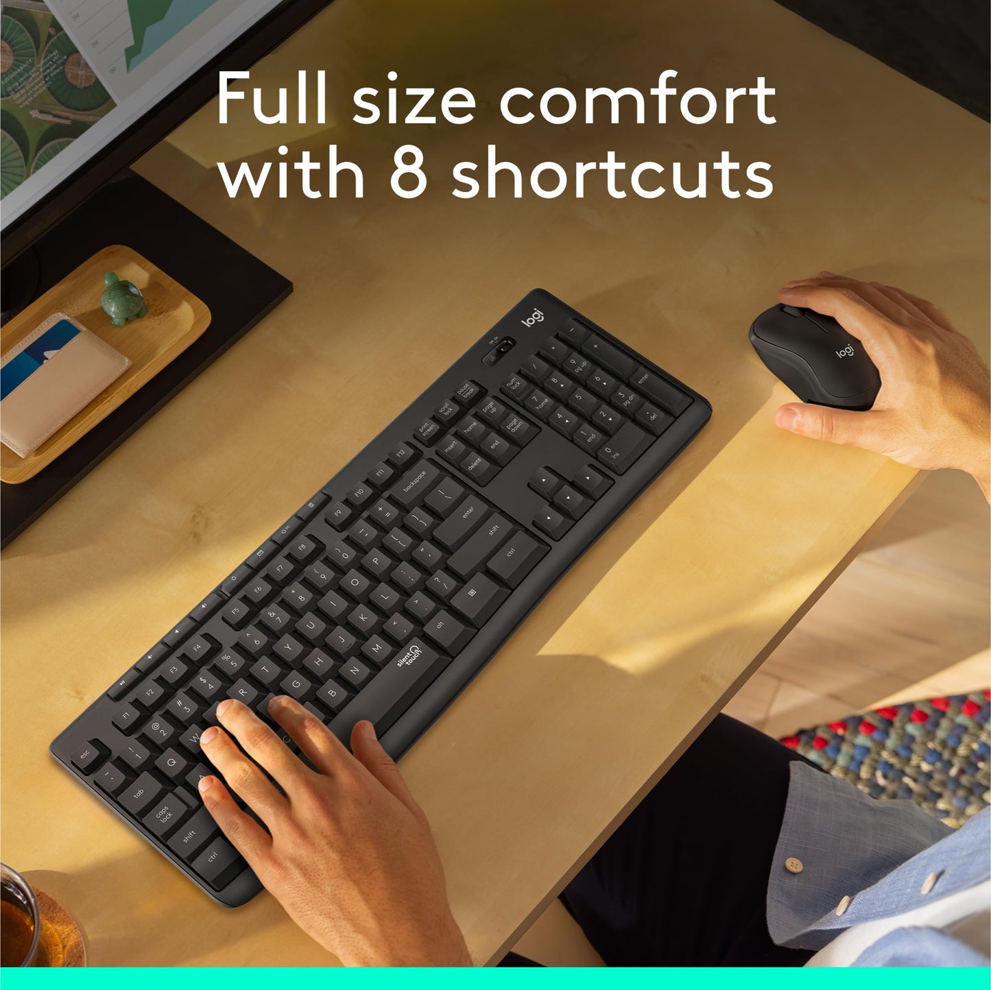 Logitech MK295 Silent Wireless Mouse & Keyboard Combo with SilentTouch Technology, Full Numpad, Advanced Optical Tracking, Lag-Free Wireless, 90% Less Noise, QWERTY UK English Layout - Black