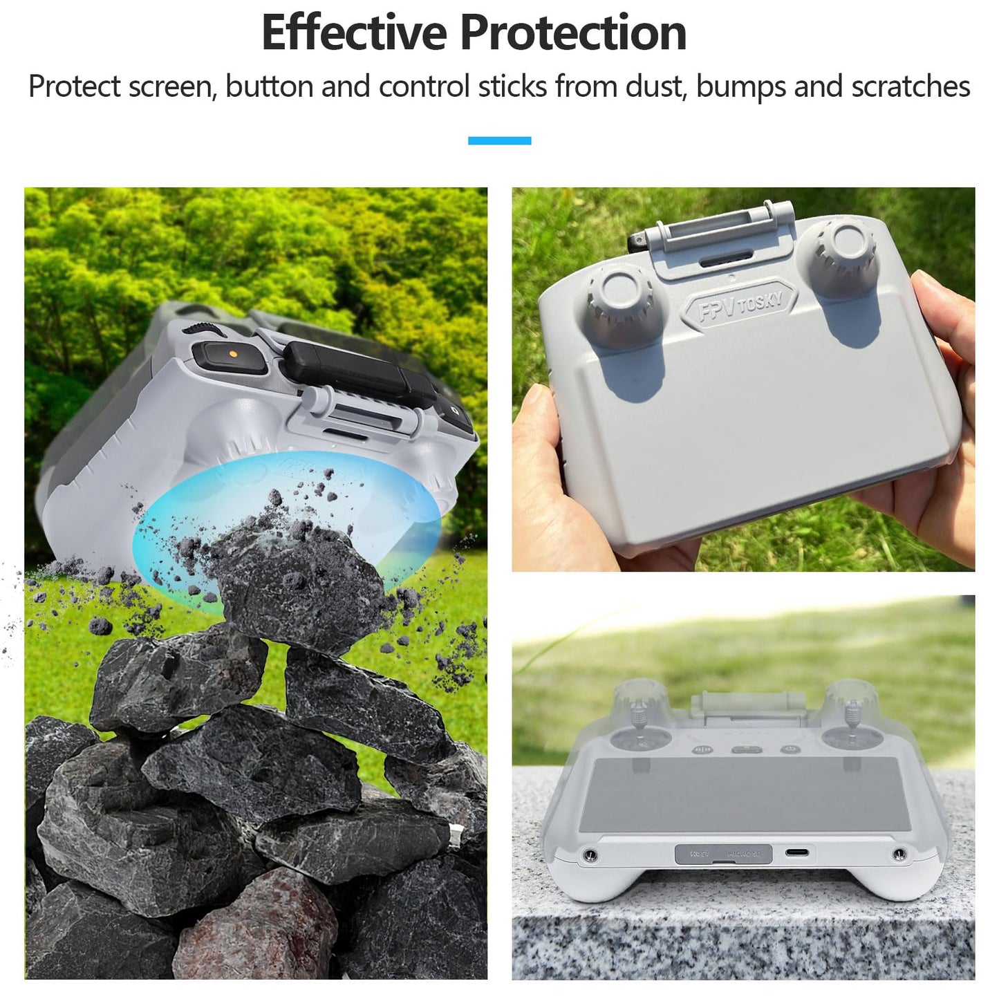 FPVtosky RC 2 Sun Hood for DJI Mini 5/4 Pro/Air 3S/Flip, RC-2 Remote Control Protective Cover for DJI RC2 Accessories, Sunshade + Lanyard + Sceen Protector