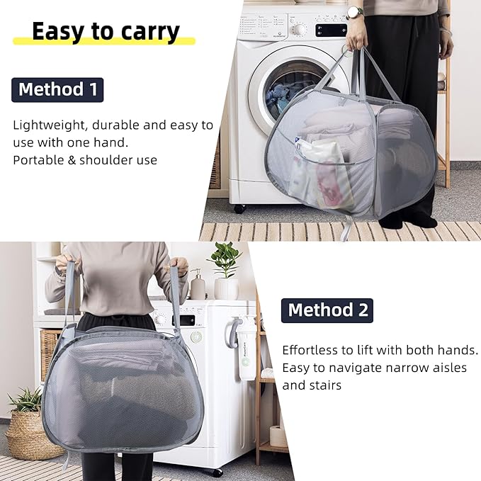 Collapsible Laundry Basket, 90L Foldable Pop-up Laundry Hamper
