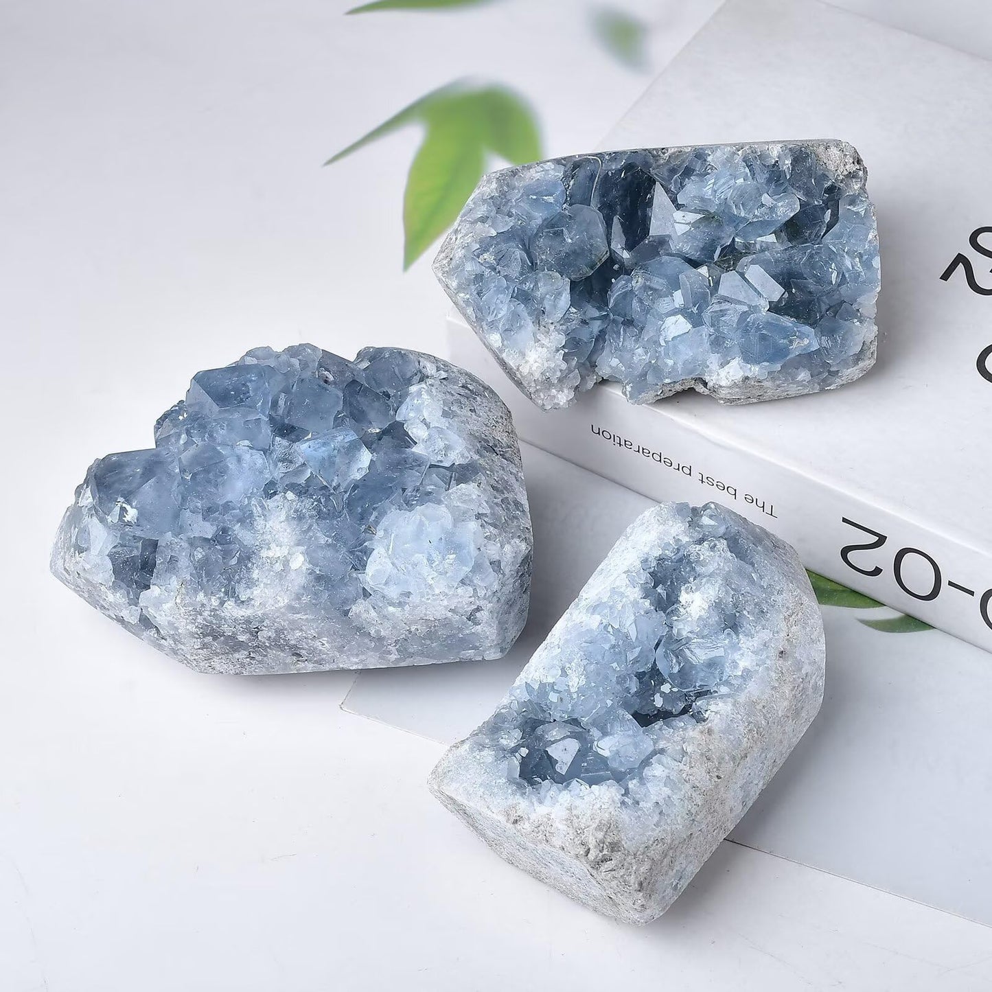 FZBHRO Natural Blue Celestite Cluster Tower Healing Crystal Stone Collection Mineral Specimen Home Office Decor Meditation Gifts 0.8-1.3 Pound
