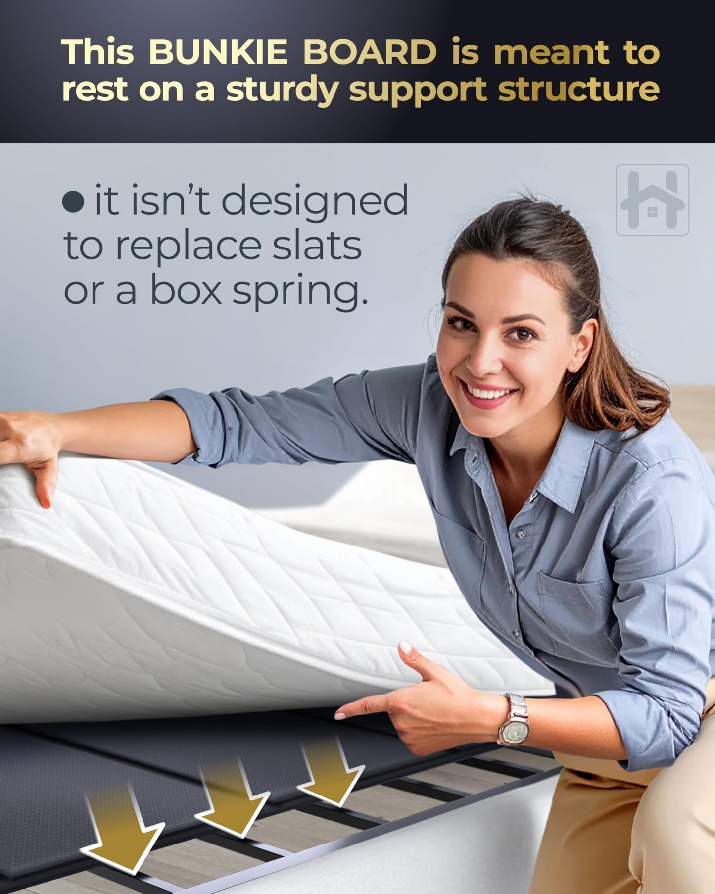 Golden Home Essentials Premium 10mm Full Size Bunkie Board (54" x 75") – Slim Low-Profile Mattress Support – Quiet, Moisture-Resistant, Lightweight Bed Board for Platform & Slatted Frames