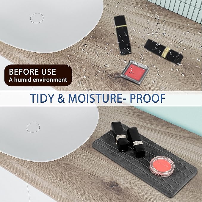 2PCS Water Absorbing Stone Tray, Fast Drying Stone Sink Tray, Water Absorbent