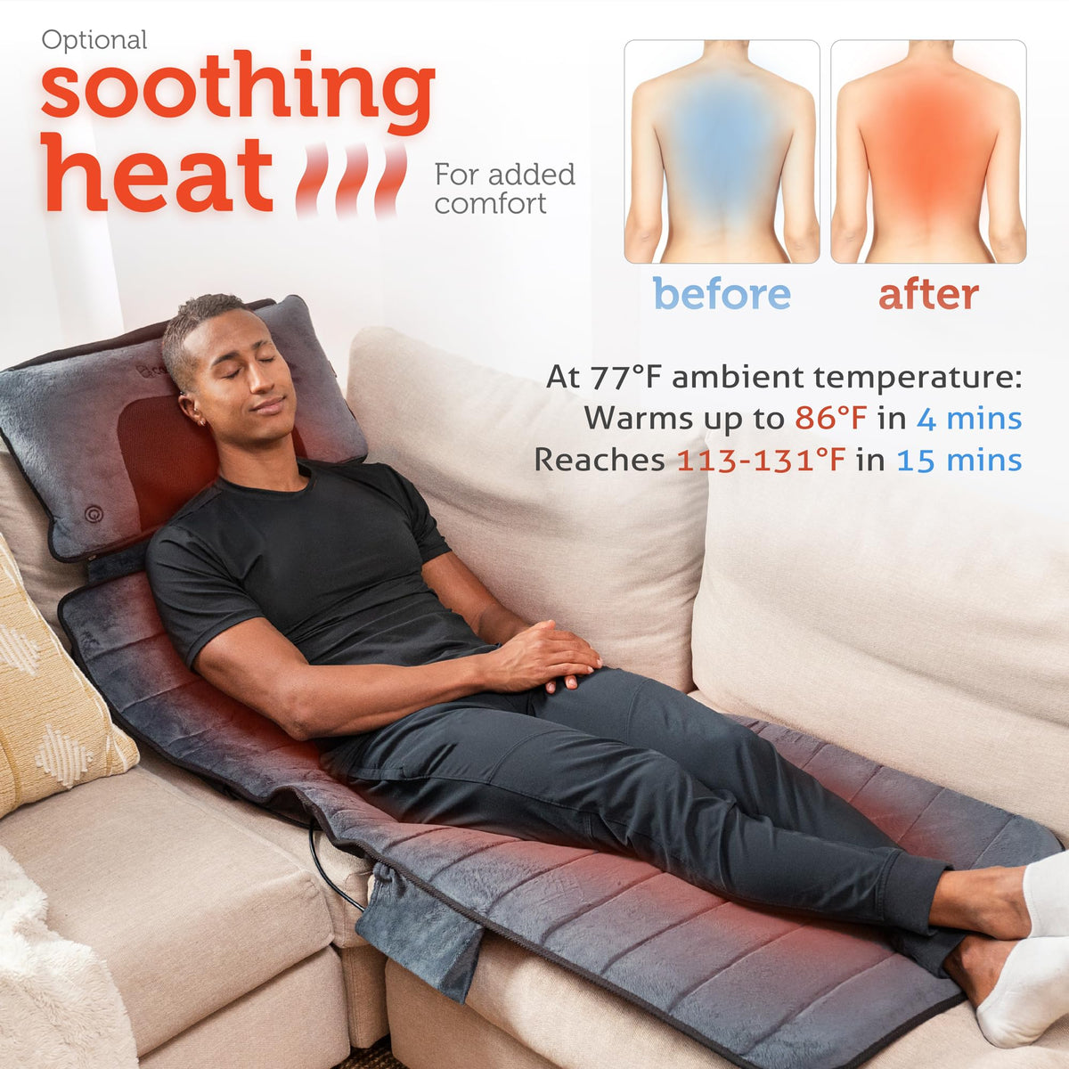 COMFIER Full Body Massage Mat with Movable Neck Pillow, 10 Vibrating Motors & 4 Heating Pads, Back Massage Pad, Father's Day Gifts for Dad Men