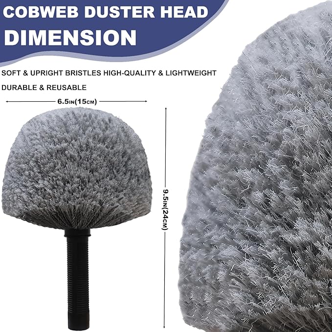 Grey Corner Cobweb Duster Head Brush